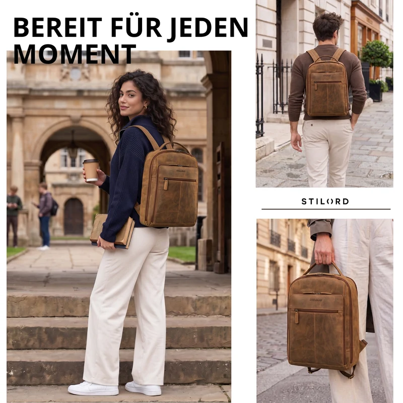 "Nami" Leder Laptop Rucksack 15 Zoll Business Backpack Damen & Herren
