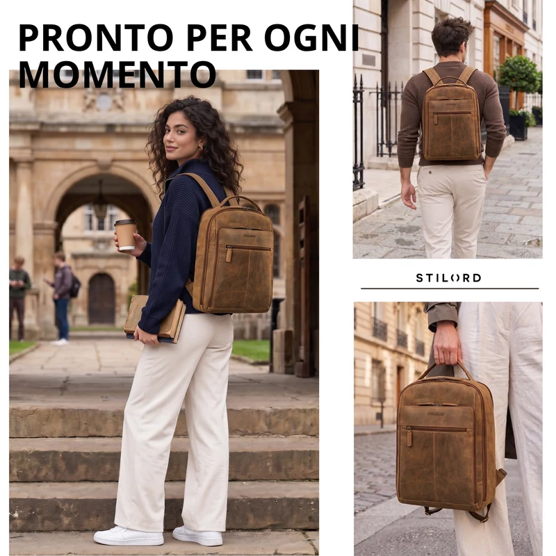"Nami" Leder Laptop Rucksack 15 Zoll Business Backpack Damen & Herren