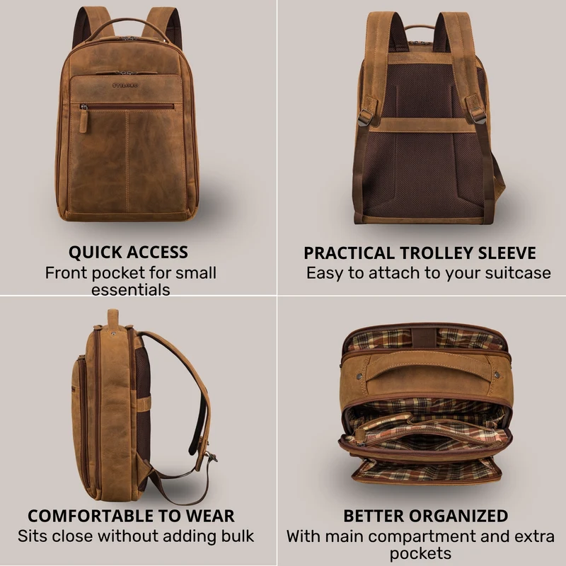 "Nami" Leder Laptop Rucksack 15 Zoll Business Backpack Damen & Herren