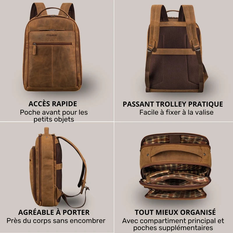 "Nami" Leder Laptop Rucksack 15 Zoll Business Backpack Damen & Herren