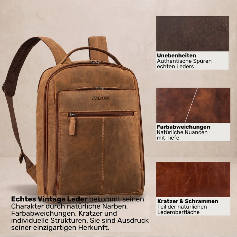 "Nami" Leder Laptop Rucksack 15 Zoll Business Backpack Damen & Herren