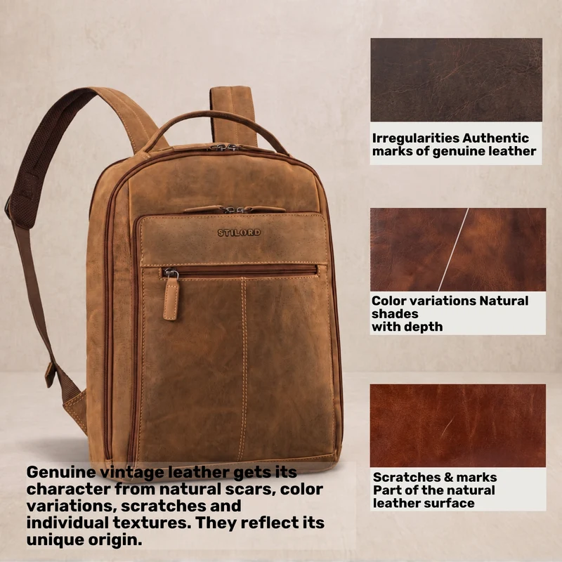 "Nami" Leder Laptop Rucksack 15 Zoll Business Backpack Damen & Herren