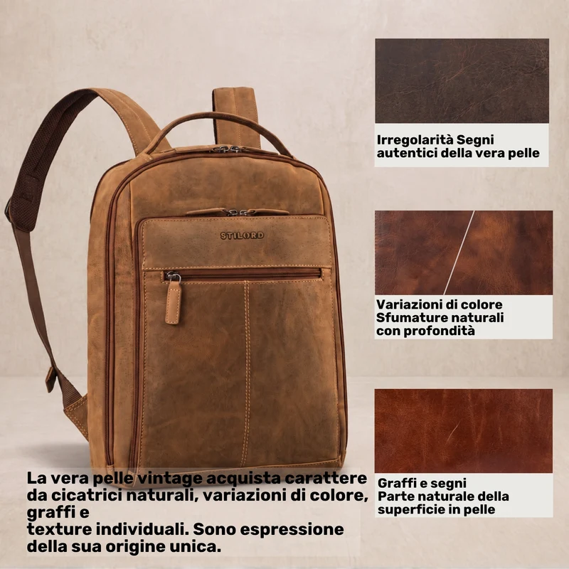 "Nami" Leder Laptop Rucksack 15 Zoll Business Backpack Damen & Herren