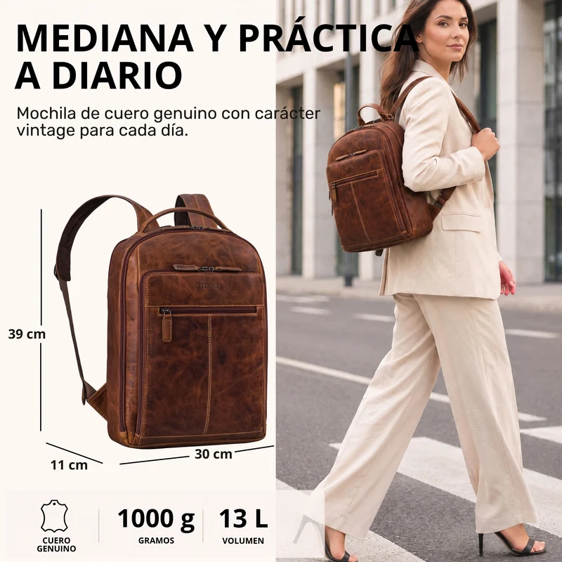 "Nami" Leder Laptop Rucksack 15 Zoll Business Backpack Damen & Herren