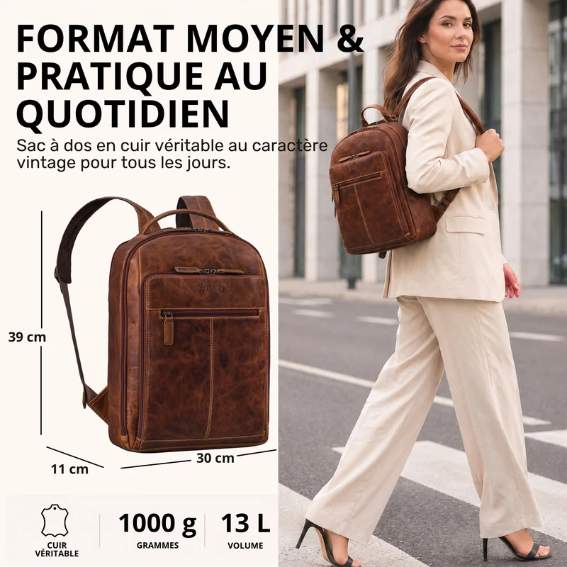 "Nami" Leder Laptop Rucksack 15 Zoll Business Backpack Damen & Herren