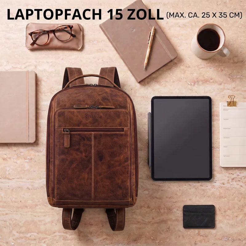 "Nami" Leder Laptop Rucksack 15 Zoll Business Backpack Damen & Herren