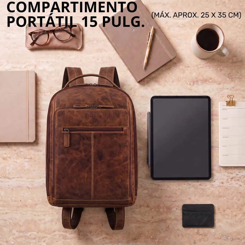 "Nami" Leder Laptop Rucksack 15 Zoll Business Backpack Damen & Herren