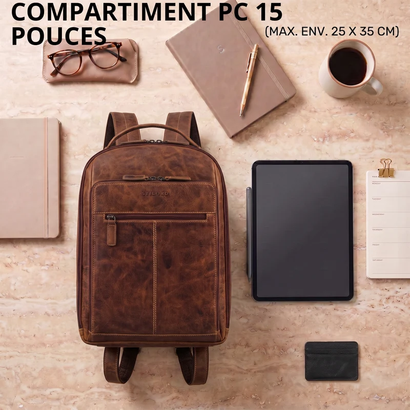 "Nami" Leder Laptop Rucksack 15 Zoll Business Backpack Damen & Herren