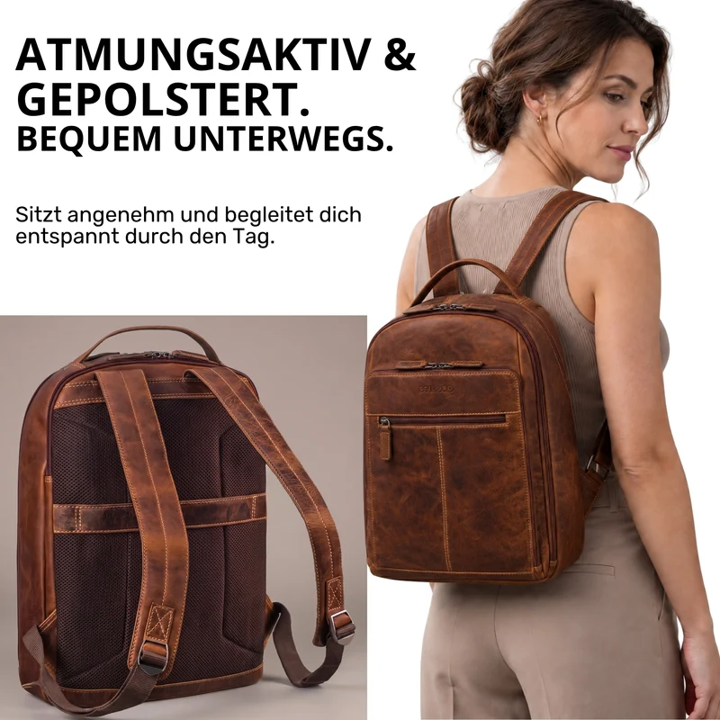 "Nami" Leder Laptop Rucksack 15 Zoll Business Backpack Damen & Herren