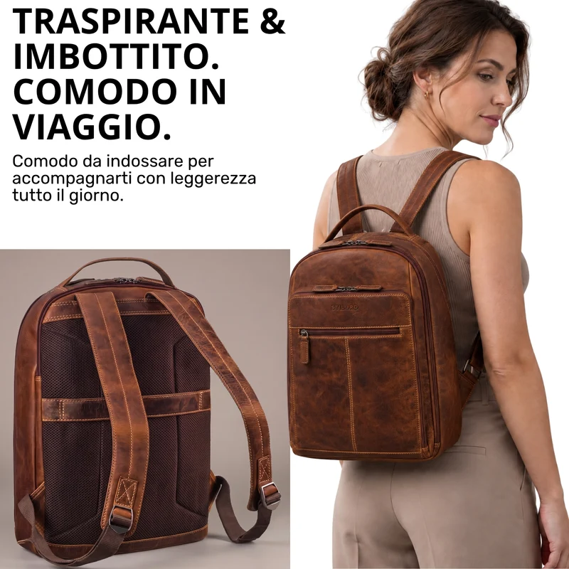 "Nami" Leder Laptop Rucksack 15 Zoll Business Backpack Damen & Herren