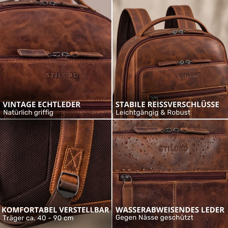 "Nami" Leder Laptop Rucksack 15 Zoll Business Backpack Damen & Herren