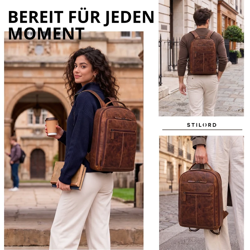 "Nami" Leder Laptop Rucksack 15 Zoll Business Backpack Damen & Herren