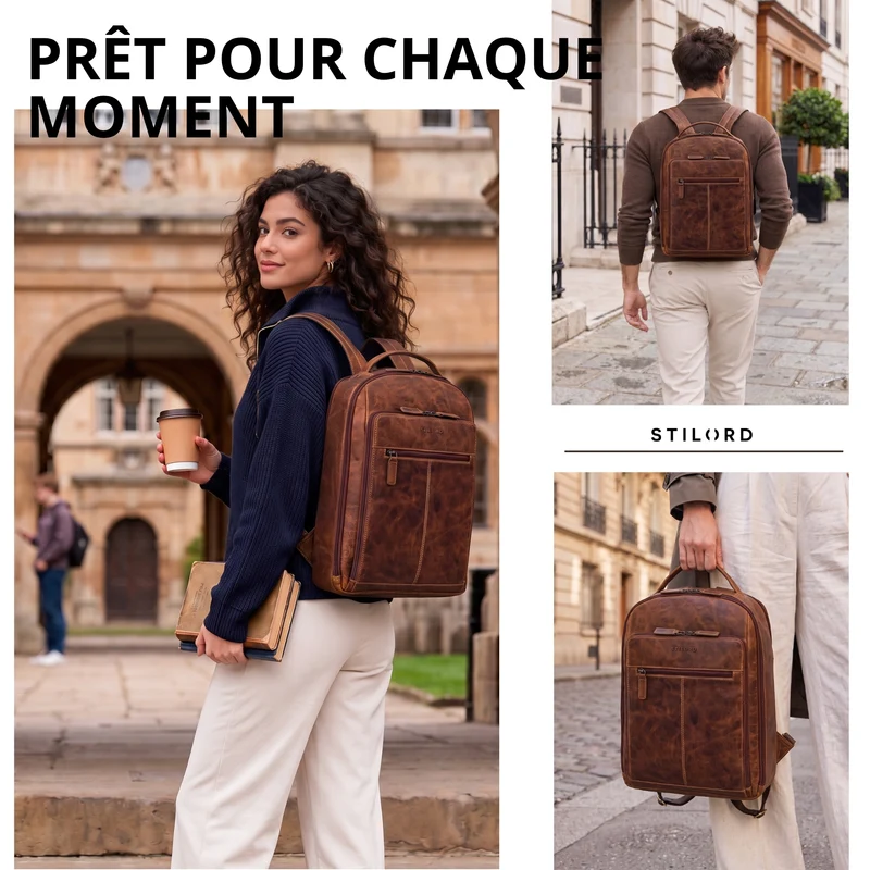 "Nami" Leder Laptop Rucksack 15 Zoll Business Backpack Damen & Herren