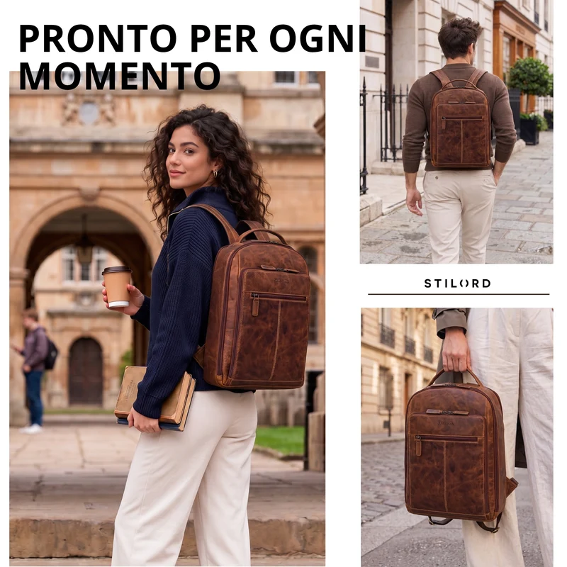 "Nami" Leder Laptop Rucksack 15 Zoll Business Backpack Damen & Herren