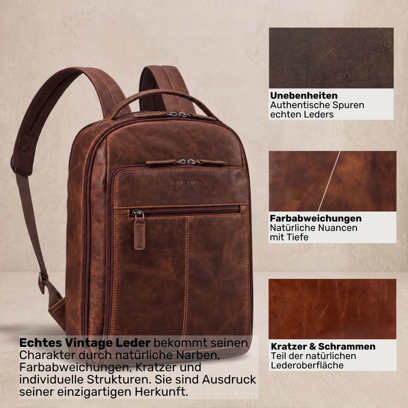"Nami" Leder Laptop Rucksack 15 Zoll Business Backpack Damen & Herren