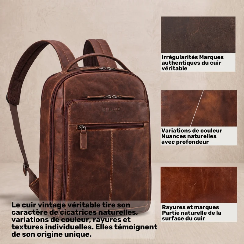 "Nami" Leder Laptop Rucksack 15 Zoll Business Backpack Damen & Herren