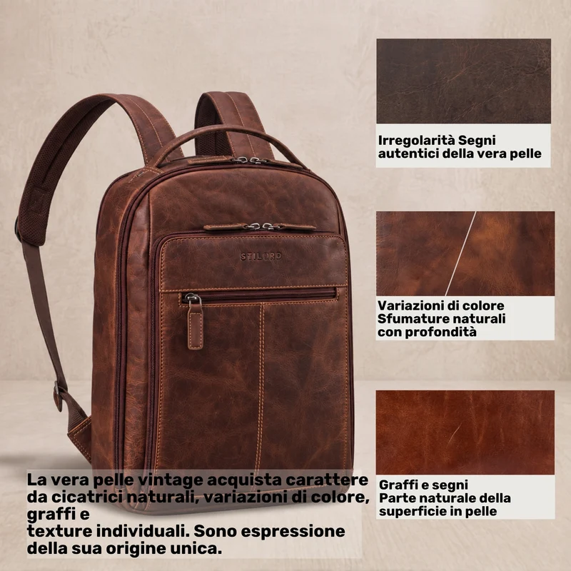 "Nami" Leder Laptop Rucksack 15 Zoll Business Backpack Damen & Herren