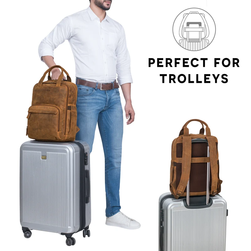 "Niall" Leder Laptop Rucksack 15 Zoll Herren & Damen Rucksacktasche