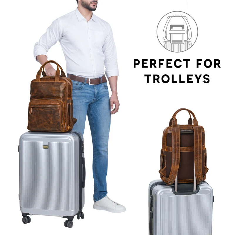 "Niall" Leder Laptop Rucksack 15 Zoll Herren & Damen Rucksacktasche