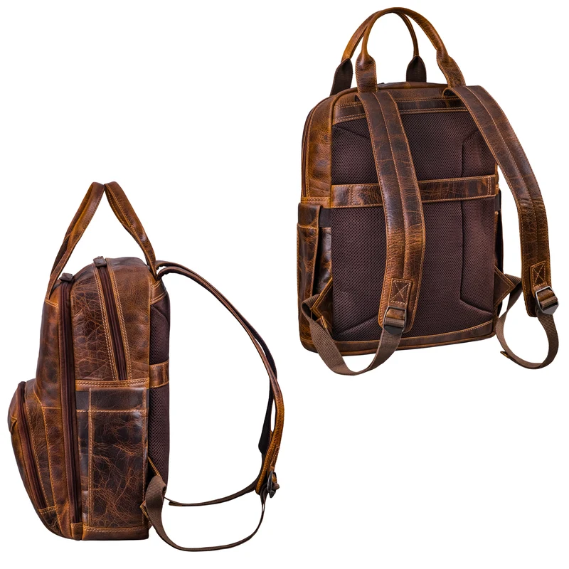"Niall" Leder Laptop Rucksack 15 Zoll Herren & Damen Rucksacktasche