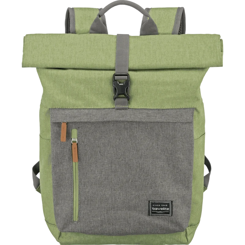 Travelite Basics Rolltop-Rucksack 60 cm -Grün/Grau