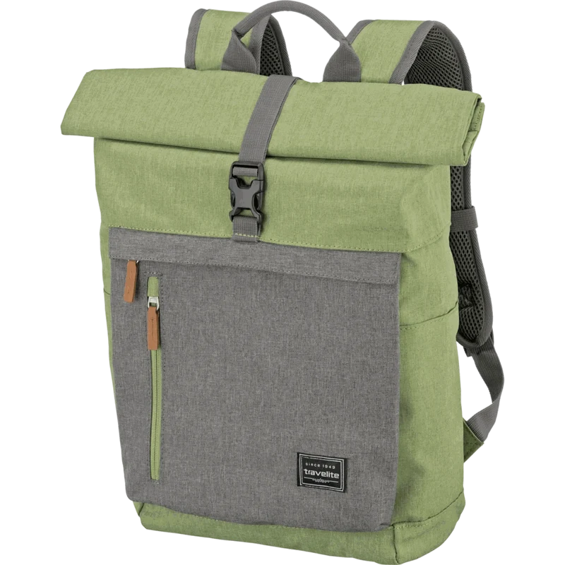 Travelite Basics Rolltop-Rucksack 60 cm -Grün/Grau