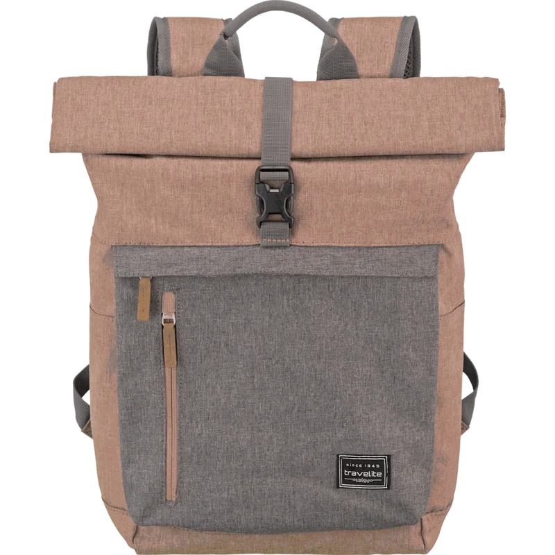 Travelite Basics Rolltop-Rucksack 60 cm -Rosa/Grau