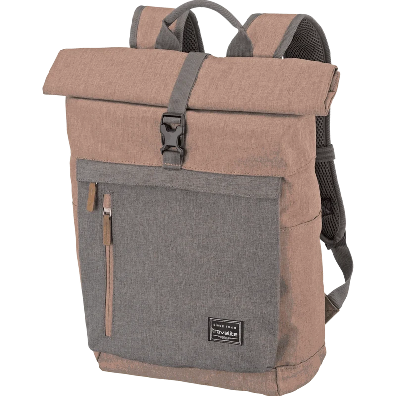 Travelite Basics Rolltop-Rucksack 60 cm -Rosa/Grau