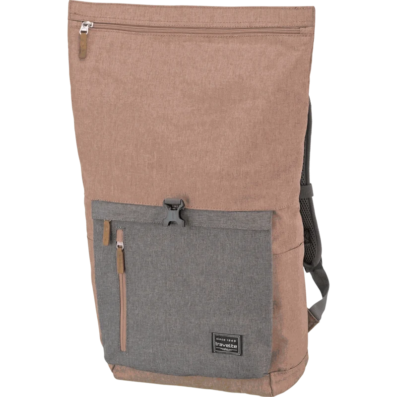 Travelite Basics Rolltop-Rucksack 60 cm -Rosa/Grau