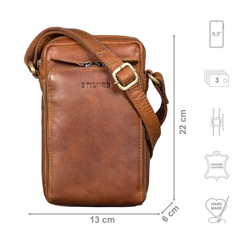 "Luigi'' Umhängetasche Herren Klein Leder Herrentasche zum Umhängen