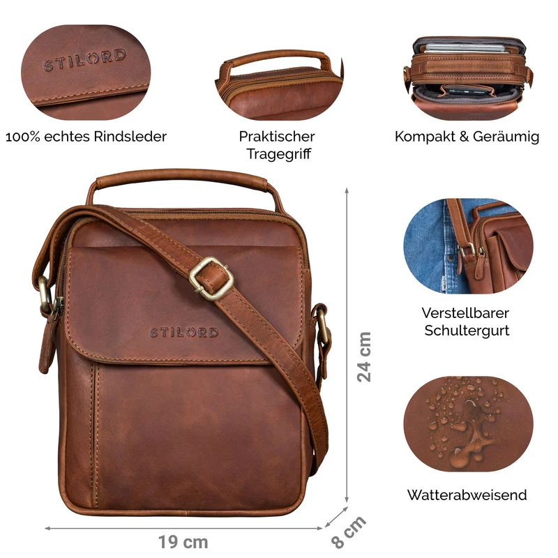 "Lior" Stylishe Crossbody Bag Herren Leder Handtasche Damen Klein