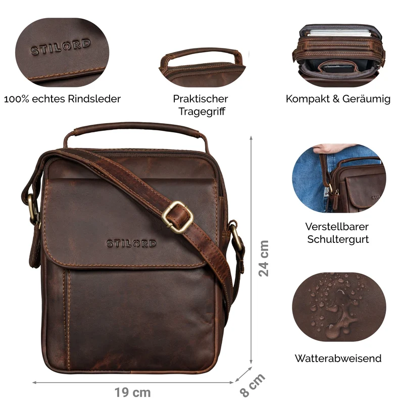 "Lior" Stylishe Crossbody Bag Herren Leder Handtasche Damen Klein