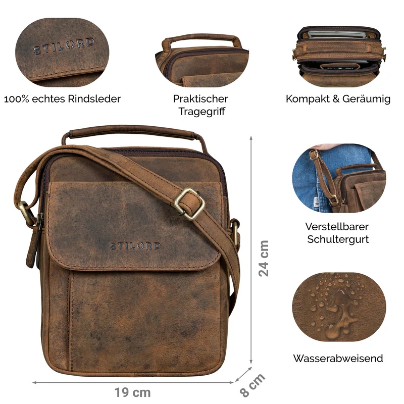 "Lior" Stylishe Crossbody Bag Herren Leder Handtasche Damen Klein