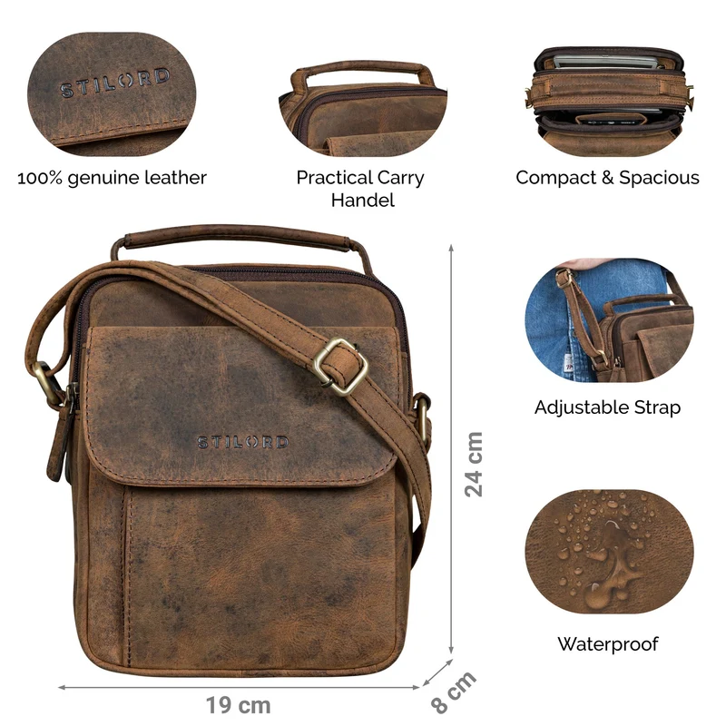 "Lior" Stylishe Crossbody Bag Herren Leder Handtasche Damen Klein