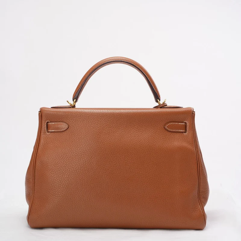 Hermès Kelly 32 cm Tasche aus goldenem Clemence-Leder mit goldener Hardware 2015