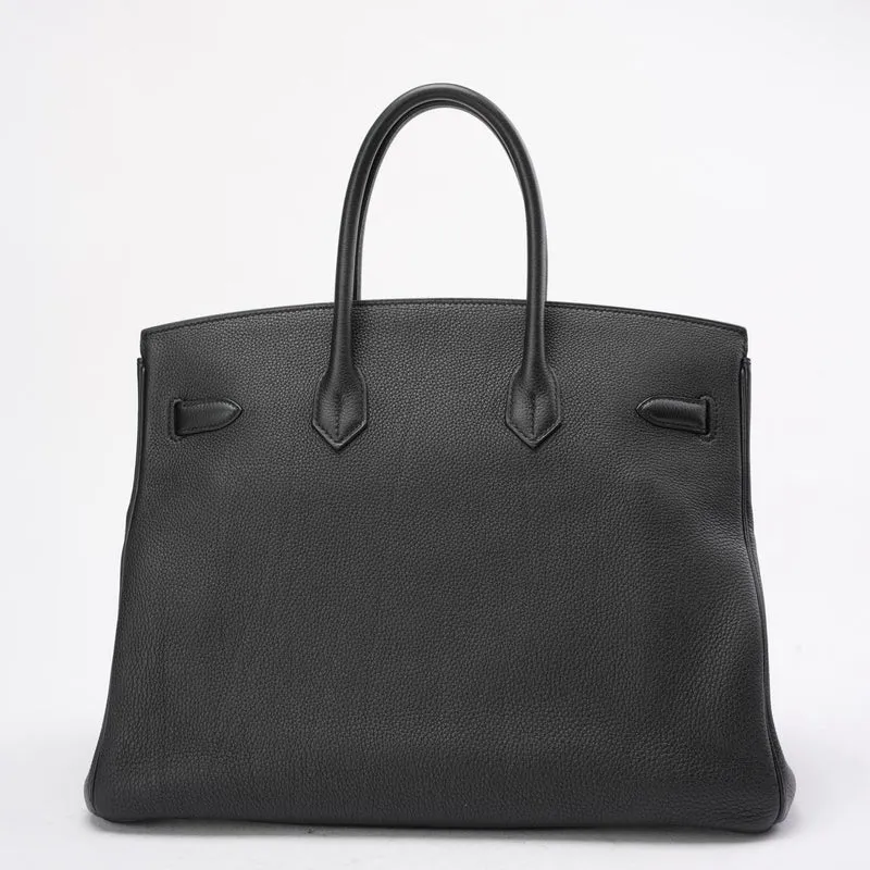 Hermès Black Birkin 35 Retourne Togo Ledertasche mit Palladium-Hardware 2015