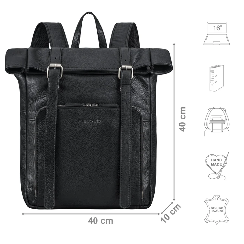 "Celio" Leder Rolltop Rucksack Damen & Herren 15,6 - 16 Zoll