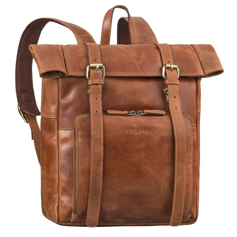 "Celio" Leder Rolltop Rucksack Damen & Herren 15,6 - 16 Zoll
