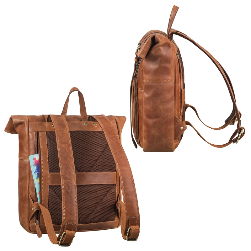 "Celio" Leder Rolltop Rucksack Damen & Herren 15,6 - 16 Zoll