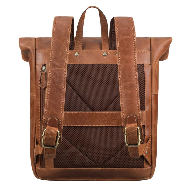 "Celio" Leder Rolltop Rucksack Damen & Herren 15,6 - 16 Zoll