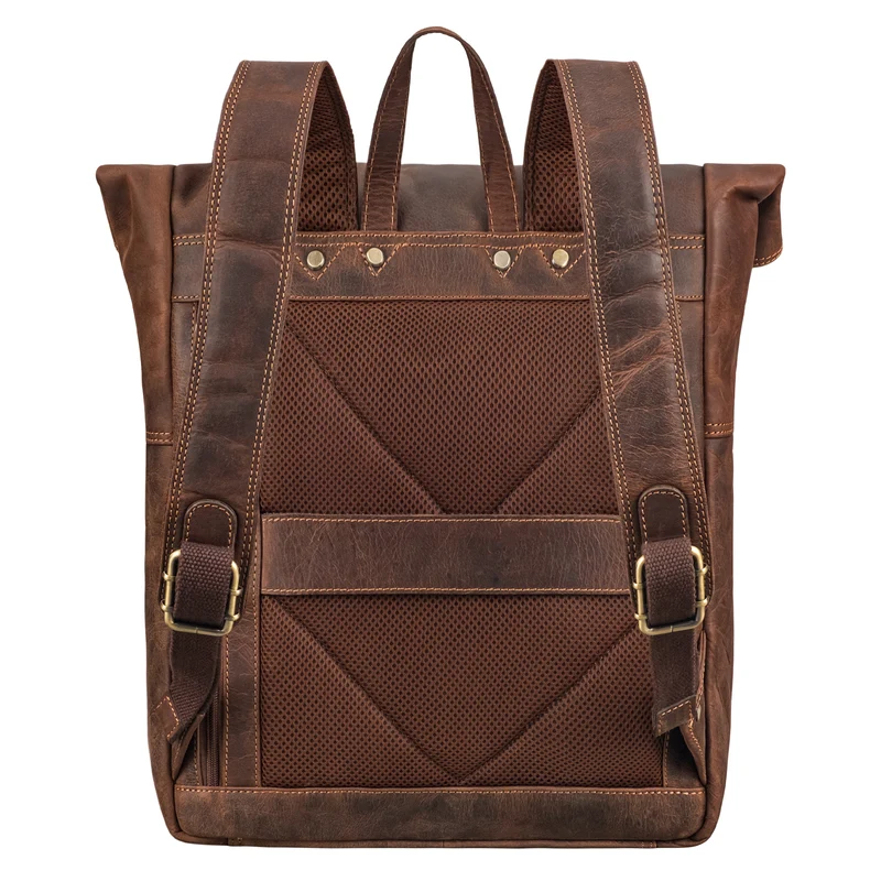 "Celio" Leder Rolltop Rucksack Damen & Herren 15,6 - 16 Zoll