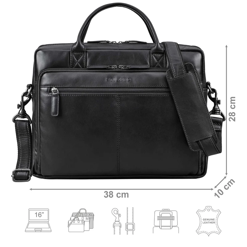 "Zenon" Leder Aktentasche mit Laptopfach 15.6 - 16 Zoll Herren & Damen