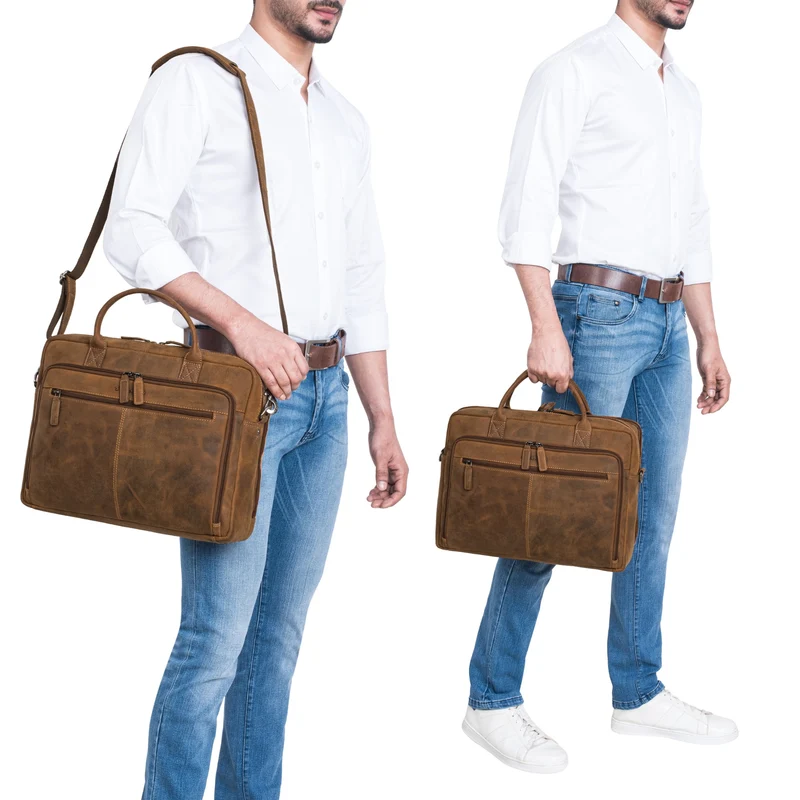 "Zenon" Leder Aktentasche mit Laptopfach 15.6 - 16 Zoll Herren & Damen