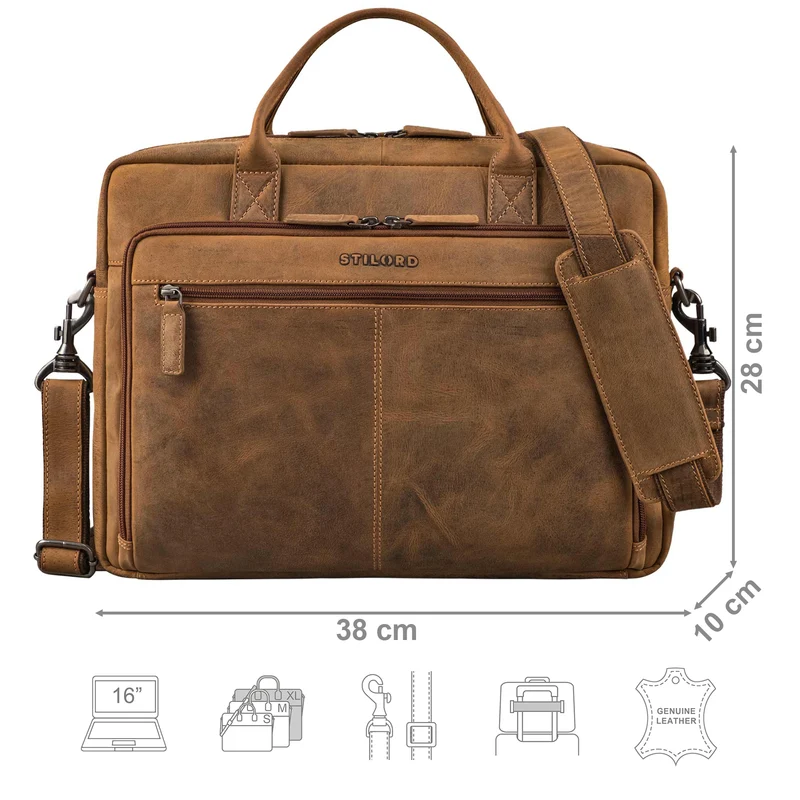 "Zenon" Leder Aktentasche mit Laptopfach 15.6 - 16 Zoll Herren & Damen