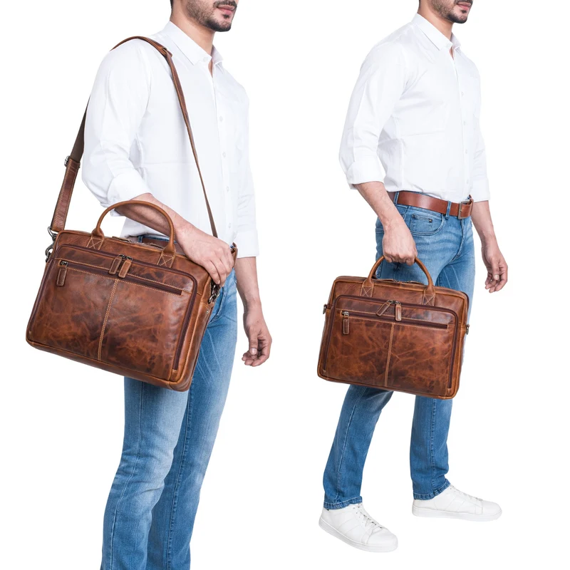 "Zenon" Leder Aktentasche mit Laptopfach 15.6 - 16 Zoll Herren & Damen