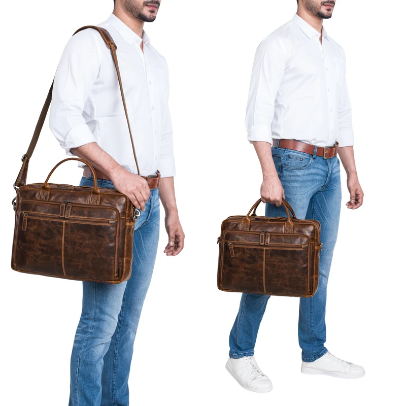"Zenon" Leder Aktentasche mit Laptopfach 15.6 - 16 Zoll Herren & Damen