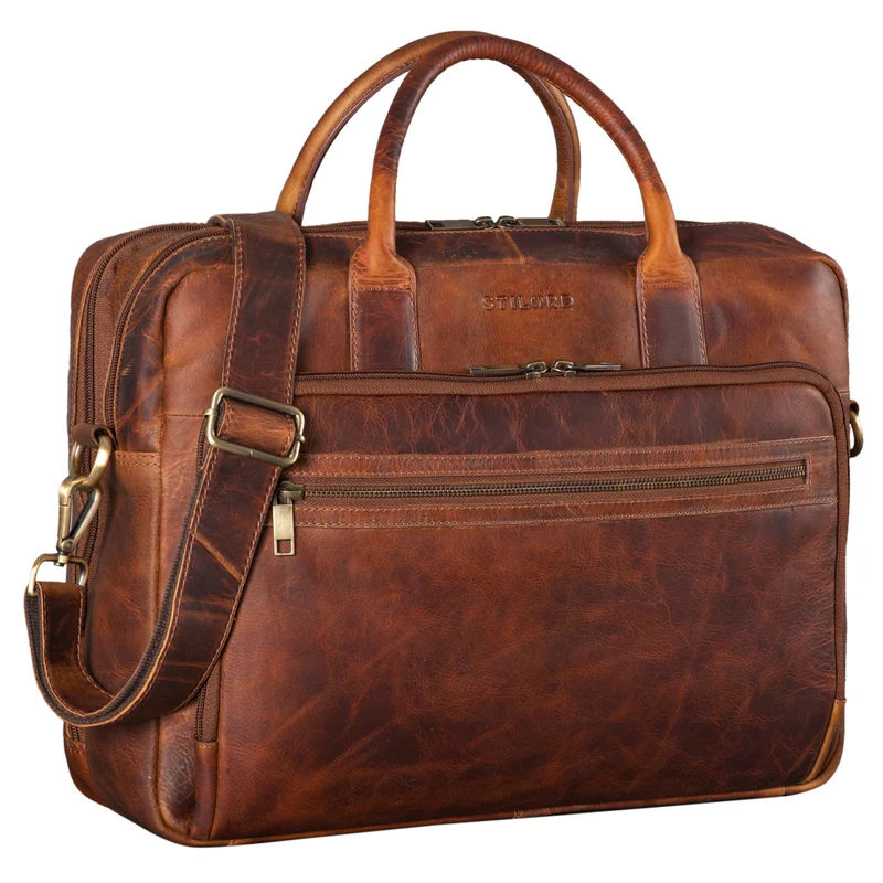 B-WARE "Dawson" Leder Aktentasche Umhängetasche Laptop-Fach 15.6 Zoll groß Unisex