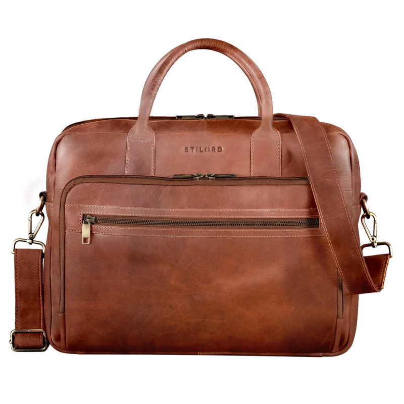 B-WARE "Dawson" Leder Aktentasche Umhängetasche Laptop-Fach 15.6 Zoll groß Unisex