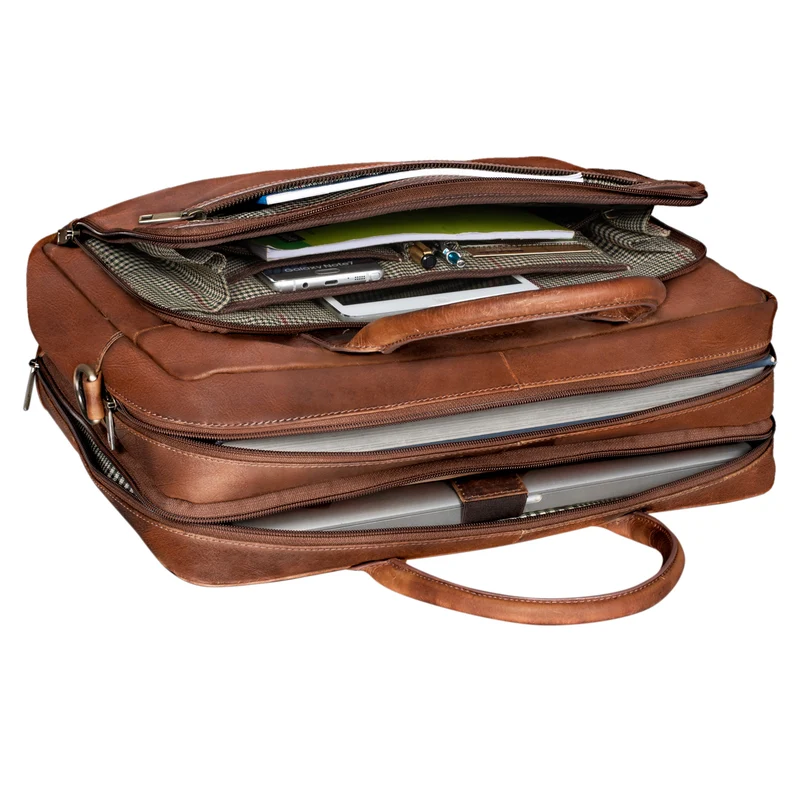 B-WARE "Dawson" Leder Aktentasche Umhängetasche Laptop-Fach 15.6 Zoll groß Unisex