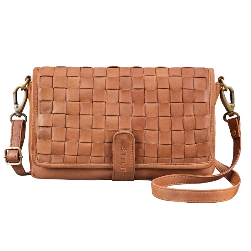 "Carmen" Geflochtene Braune Ledertasche für Damen